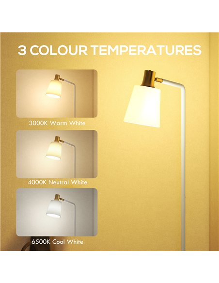 HOMCOM Modern Standing Lamp, Floor Lamp with 350° Rotatable Head for Living Room, White - pic 191275 | FastDaddyshop