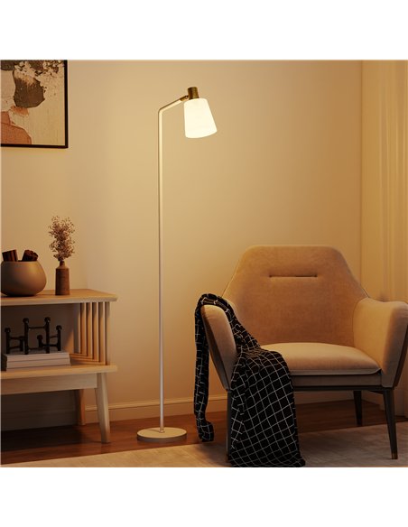 HOMCOM Modern Standing Lamp, Floor Lamp with 350° Rotatable Head for Living Room, White - pic 191278 | FastDaddyshop