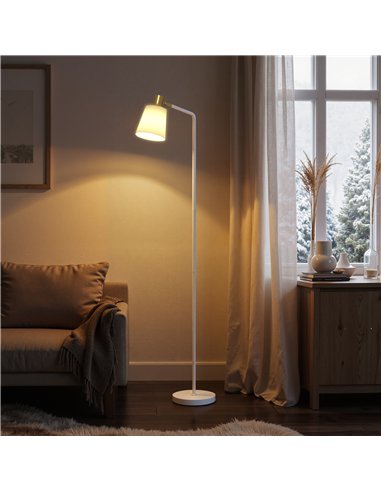 HOMCOM Modern Standing Lamp, Floor Lamp with 350° Rotatable Head for Living Room, White