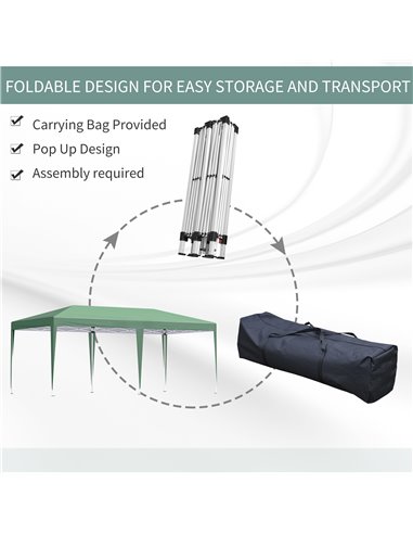 Outsunny Pop Up Gazebo, Double Roof Foldable Canopy Tent, Wedding Awning Canopy w/ Carrying Bag, 6 m x 3 m x 2.65 m, Green