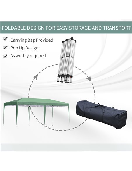 Outsunny Pop Up Gazebo, Double Roof Foldable Canopy Tent, Wedding Awning Canopy w/ Carrying Bag, 6 m x 3 m x 2.65 m, Green - pic 19128 | FastDaddyshop