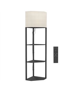HOMCOM Corner Floor Lamp with Shelves and Lights, Modern Dimmable Standing Lamp with 3000K/4000K/6000K Colour Temperature