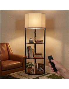 HOMCOM Corner Floor Lamp with Shelves and Lights, Modern Dimmable Standing Lamp with 3000K/4000K/6000K Colour Temperature 2