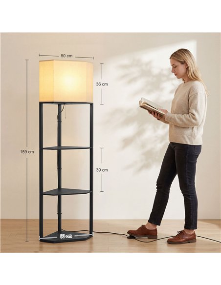 HOMCOM Corner Floor Lamp with Shelves and Lights, Modern Dimmable Standing Lamp with 3000K/4000K/6000K Colour Temperature - pic 191283 | FastDaddyshop