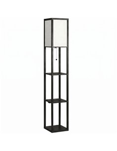 HOMCOM Floor Lamp with Shelves, 3 Layer Column Modern Standing Lamp for Living Room, Bedroom, Office, Black