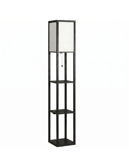HOMCOM Floor Lamp with Shelves, 3 Layer Column Modern Standing Lamp for Living Room, Bedroom, Office, Black - pic 191290 | FastDaddyshop