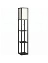 HOMCOM Floor Lamp with Shelves, 3 Layer Column Modern Standing Lamp for Living Room, Bedroom, Office, Black