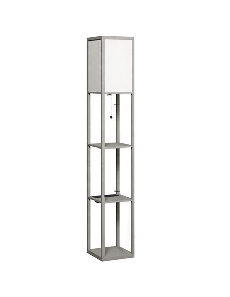 HOMCOM Floor Lamp with Shelves, 3 Layer Column Modern Standing Lamp for Living Room, Bedroom, Office, Grey - pic 191299 | FastDaddyshop