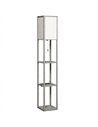HOMCOM Floor Lamp with Shelves, 3 Layer Column Modern Standing Lamp for Living Room, Bedroom, Office, Grey