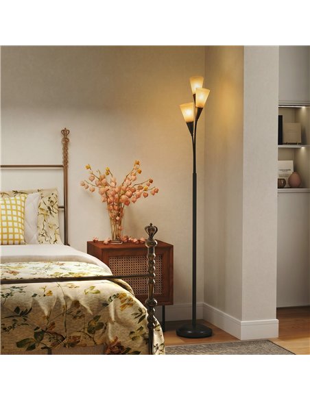 HOMCOM Modern Standing Lamp, 3-Light Upright Floor Lamps for Living Room, Black - pic 191309 | FastDaddyshop