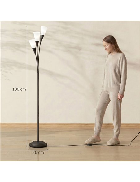 HOMCOM Modern Standing Lamp, 3-Light Upright Floor Lamps for Living Room, Black - pic 191310 | FastDaddyshop
