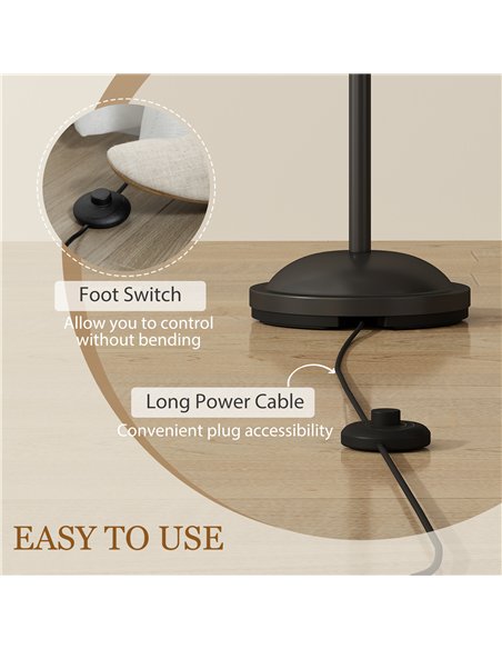 HOMCOM Modern Standing Lamp, 3-Light Upright Floor Lamps for Living Room, Black - pic 191312 | FastDaddyshop