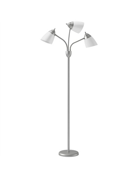 HOMCOM Arc Tree Floor Lamp with 3 Adjustable Rotating Lights, Industrial Standing Lamp with Steel Frame, Silver Tone - pic 191317 | FastDaddyshop