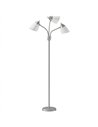 HOMCOM Arc Tree Floor Lamp with 3 Adjustable Rotating Lights, Industrial Standing Lamp with Steel Frame, Silver Tone