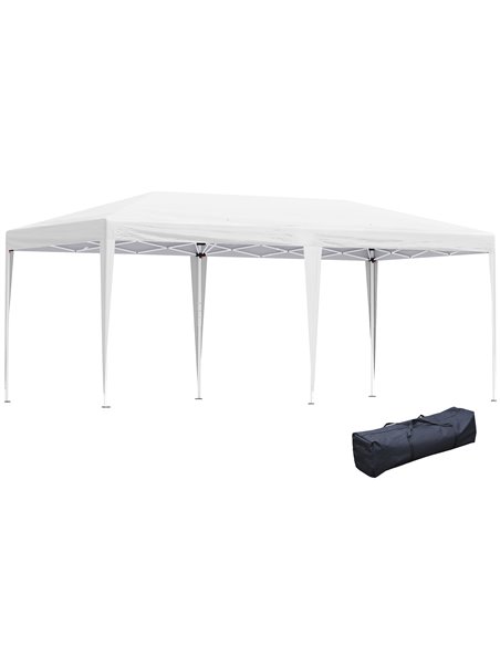 Outsunny 6x3m Pop Up Gazebo with 2-Roof Foldable Canopy Tent, Carrying Bag, White - pic 19132 | FastDaddyshop