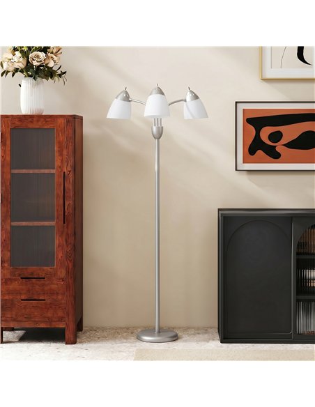 HOMCOM Arc Tree Floor Lamp with 3 Adjustable Rotating Lights, Industrial Standing Lamp with Steel Frame, Silver Tone - pic 191324 | FastDaddyshop