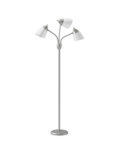 HOMCOM Arc Tree Floor Lamp with 3 Adjustable Rotating Lights and 3000K/4500K/6500K Colour Temperatures, Silver Tone