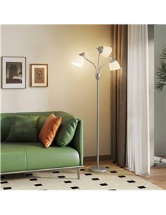 HOMCOM Arc Tree Floor Lamp with 3 Adjustable Rotating Lights and 3000K/4500K/6500K Colour Temperatures, Silver Tone 2