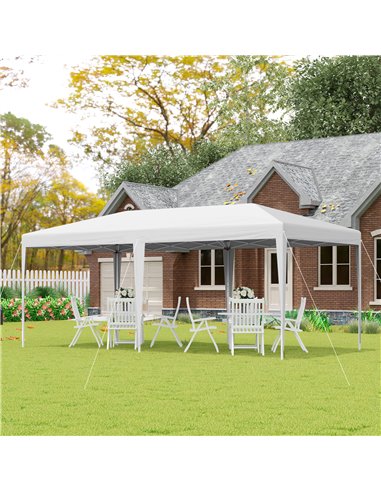 Outsunny 6x3m Pop Up Gazebo with 2-Roof Foldable Canopy Tent, Carrying Bag, White