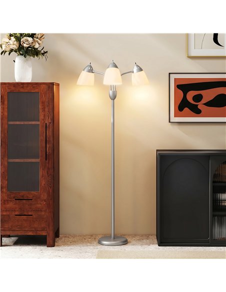 HOMCOM Arc Tree Floor Lamp with 3 Adjustable Rotating Lights and 3000K/4500K/6500K Colour Temperatures, Silver Tone - pic 191333 | FastDaddyshop