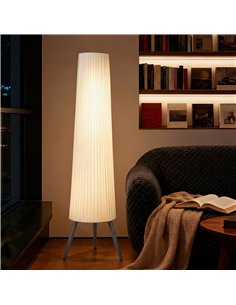 HOMCOM Dimmable Tripod Floor Lamp with Foot Switch, Nordic Standing Lamp with Fabric Shade, 153cm, White and Grey 2