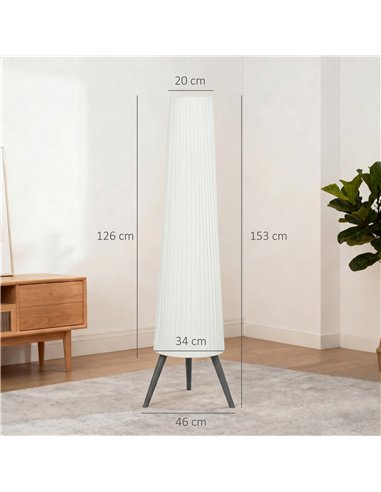 HOMCOM Dimmable Tripod Floor Lamp with Foot Switch, Nordic Standing Lamp with Fabric Shade, 153cm, White and Grey