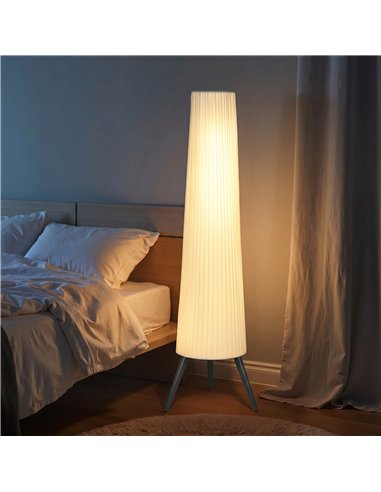 HOMCOM Dimmable Tripod Floor Lamp with Foot Switch, Nordic Standing Lamp with Fabric Shade, 153cm, White and Grey