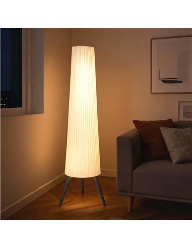 HOMCOM Dimmable Tripod Floor Lamp with Foot Switch, Nordic Standing Lamp with Fabric Shade, 153cm, White and Grey