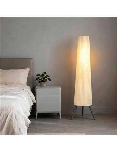 HOMCOM Dimmable Tripod Floor Lamp with Foot Switch, Nordic Standing Lamp with Fabric Shade, 153cm, White and Grey