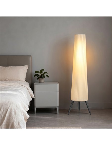 HOMCOM Dimmable Tripod Floor Lamp with Foot Switch, Nordic Standing Lamp with Fabric Shade, 153cm, White and Grey - pic 191343 | FastDaddyshop