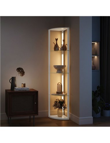 HOMCOM LED Floor Lamp with Shelves, Dimmable Standing Lamp with Foot Switch for Living Room, Bedroom, White
