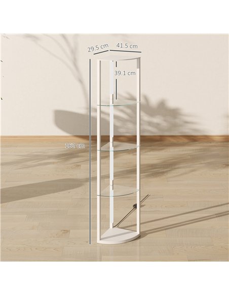 HOMCOM LED Floor Lamp with Shelves, Dimmable Standing Lamp with Foot Switch for Living Room, Bedroom, White - pic 191346 | FastDaddyshop