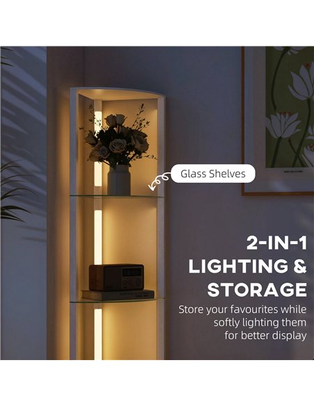 HOMCOM LED Floor Lamp with Shelves, Dimmable Standing Lamp with Foot Switch for Living Room, Bedroom, White - pic 191347 | FastDaddyshop