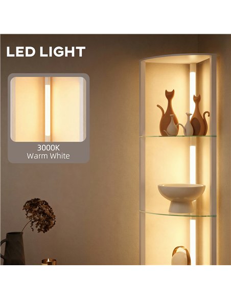 HOMCOM LED Floor Lamp with Shelves, Dimmable Standing Lamp with Foot Switch for Living Room, Bedroom, White - pic 191348 | FastDaddyshop