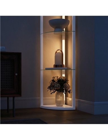 HOMCOM LED Floor Lamp with Shelves, Dimmable Standing Lamp with Foot Switch for Living Room, Bedroom, White