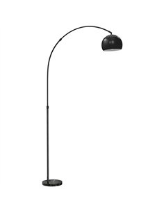 HOMCOM Arc Floor Lamp for Living Room, Modern Adjustable Standing Lamp with Faux Black Marble Base Black