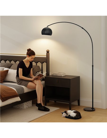 HOMCOM Arc Floor Lamp for Living Room, Modern Adjustable Standing Lamp with Faux Black Marble Base Black - pic 191361 | FastDaddyshop