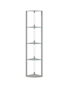 HOMCOM LED Floor Lamp with Shelves, Dimmable Standing Lamp with Foot Switch for Living Room, Bedroom, Grey