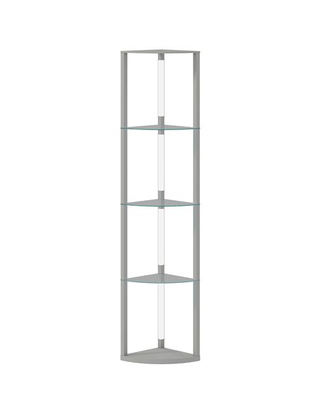 HOMCOM LED Floor Lamp with Shelves, Dimmable Standing Lamp with Foot Switch for Living Room, Bedroom, Grey - pic 191362 | FastDaddyshop