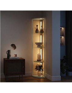 HOMCOM LED Floor Lamp with Shelves, Dimmable Standing Lamp with Foot Switch for Living Room, Bedroom, Grey 2