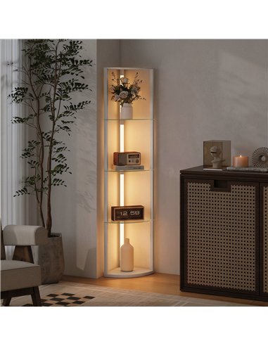 HOMCOM LED Floor Lamp with Shelves, Dimmable Standing Lamp with Foot Switch for Living Room, Bedroom, Grey