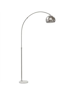 HOMCOM Arc Floor Lamp for Living Room, Modern Adjustable Standing Lamp with Faux Black Marble Base Silver Tone