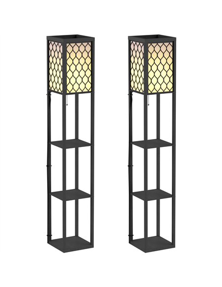 HOMCOM Three-Shelf Standing Lamps Set of 2 - Black - pic 191389 | FastDaddyshop