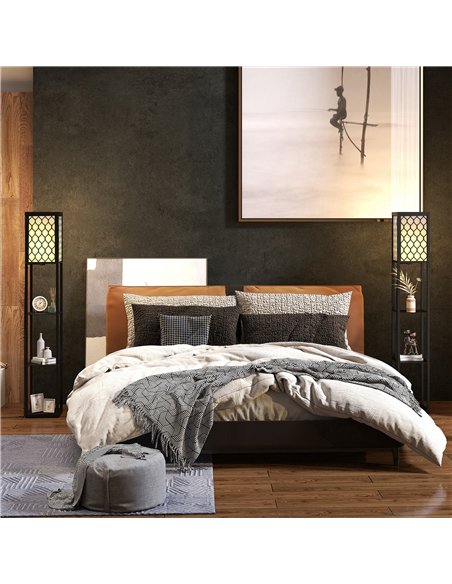 HOMCOM Three-Shelf Standing Lamps Set of 2 - Black - pic 191390 | FastDaddyshop