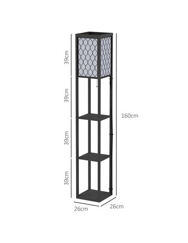 HOMCOM Three-Shelf Standing Lamps Set of 2 - Black