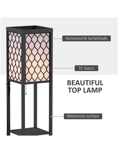 HOMCOM Three-Shelf Standing Lamps Set of 2 - Black