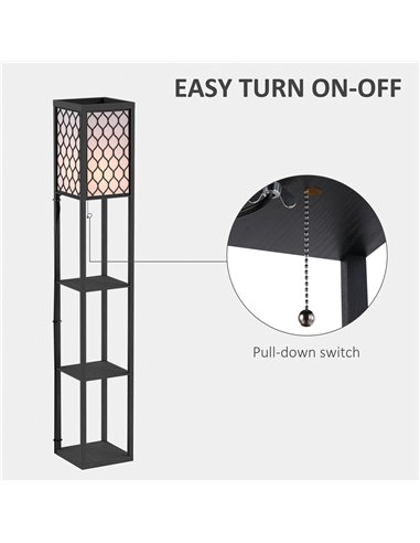 HOMCOM Three-Shelf Standing Lamps Set of 2 - Black