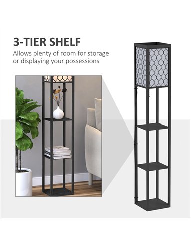 HOMCOM Three-Shelf Standing Lamps Set of 2 - Black