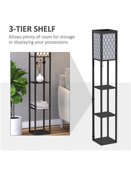 HOMCOM Three-Shelf Standing Lamps Set of 2 - Black - pic 191394 | FastDaddyshop