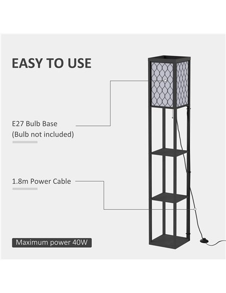 HOMCOM Three-Shelf Standing Lamps Set of 2 - Black - pic 191395 | FastDaddyshop